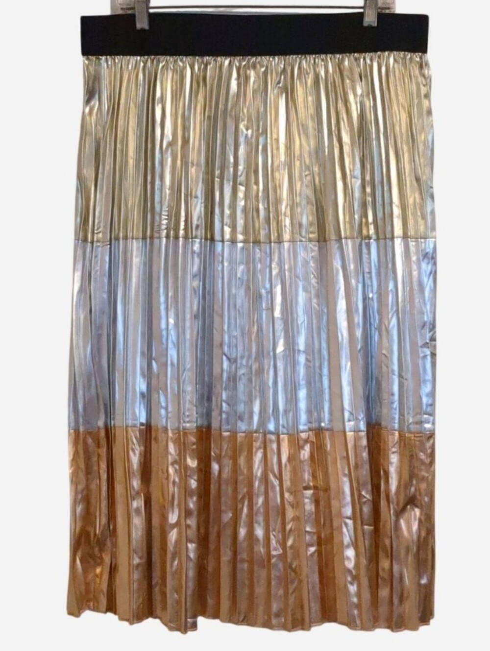 VINTAGE LULAROE JILL METALLIC PLEATED MIDI SKIRT SIZE 2X